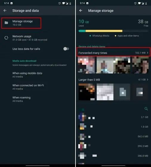WhatsApp media folder in file manager