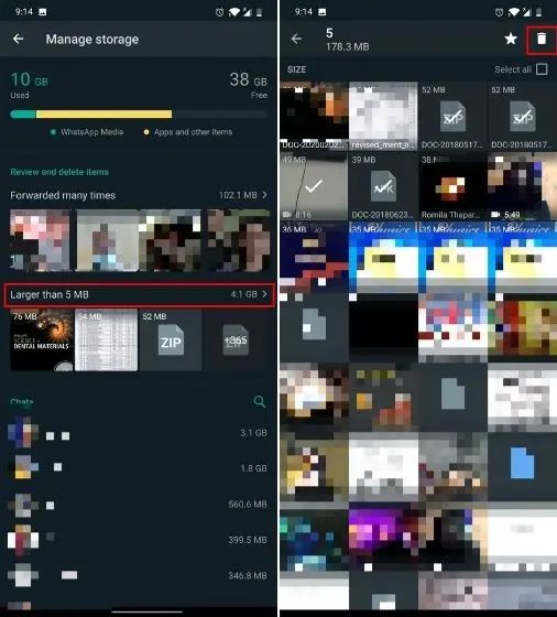 Deleting WhatsApp media files from file manager