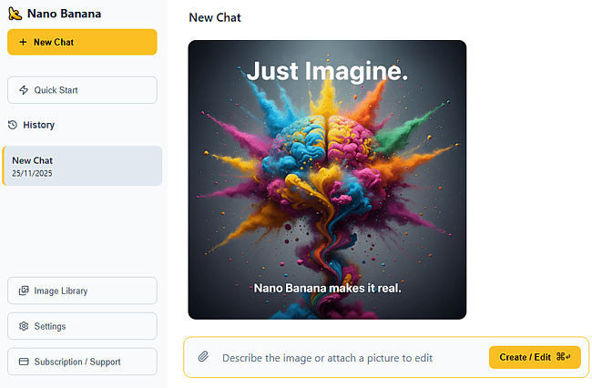 Interfaz de Nano Banana